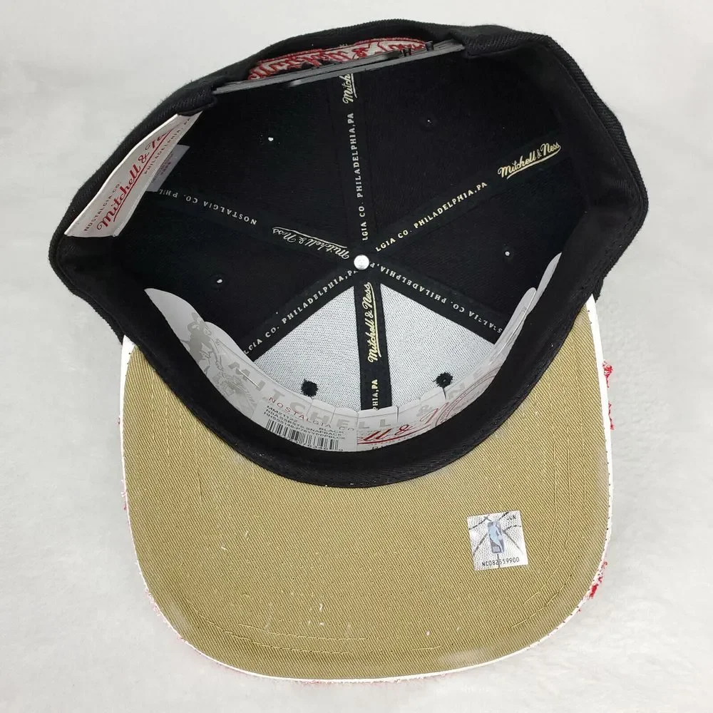 Philadelphia 76ers Mitchell & Ness NBA Snapback Hat Cap 3D Logo Grunge Black NWT